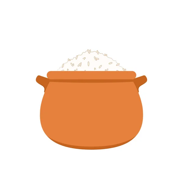 Rijst Koken Aarden Pot Aardpotvector — Stockvector