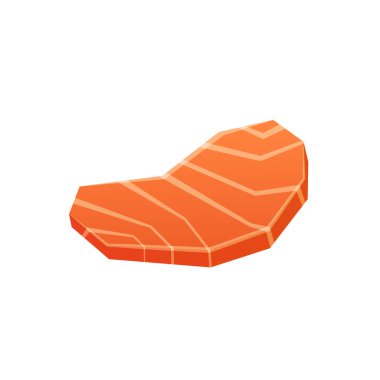 Somon logosu tasarımı. Beyaz arka planda taze çiğ somon parçaları. Düz dizayn somon bifteği beyaza izole edilmiş. Somon balığı Japon yemeğidir..