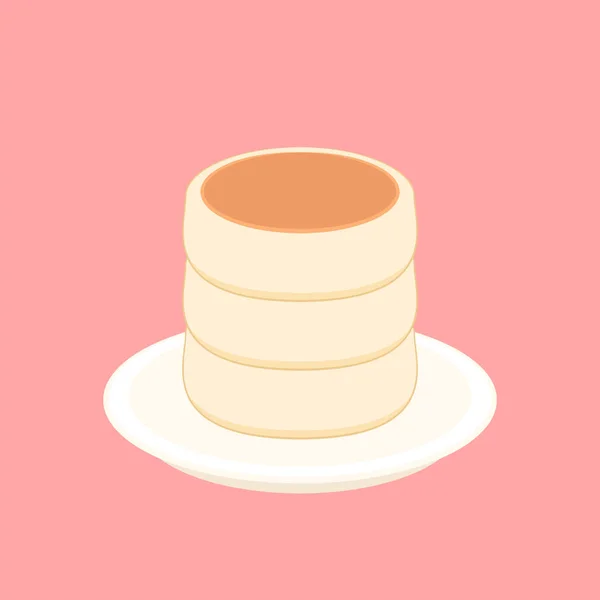 Flauschige Japanische Pfannkuchen Stapeln Sich Auf Weißem Teller — Stockvektor