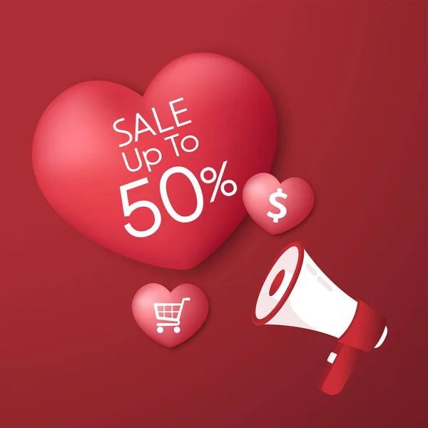 Продажа Сердце Баннера Веб Сайта Плакат Продажи Цвет Пастели Векторная — стоковый вектор