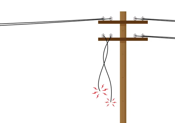 Court Circuit Endommagé Par Poteau Électrique Cassé Avec Étincelle Fuites — Image vectorielle