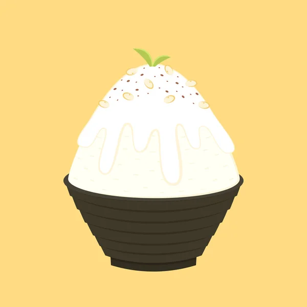 Bingsu Kore Tatlısıdır Bingsu Logo Tasarımı Bingsu Simge Vektörü — Stok Vektör