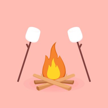 Yanık şekerlemeler. Şekerleme çubuğu ve şenlik ateşi vektörü.