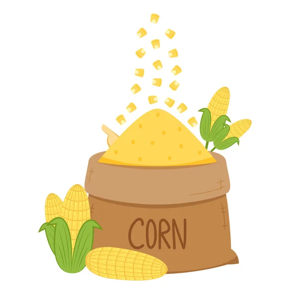 Saco Maíz Vector Maíz Sobre Fondo Blanco Corn Vector Dibujos — Archivo Imágenes Vectoriales