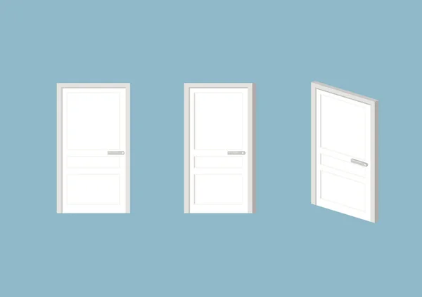 White Door Entrance Exit Doorway Concept Flat Style Vector Illustration - Stok Vektor