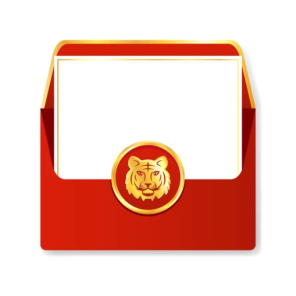 Chinese Reward Red Paper Pack Envelope Vector Year Tiger Red — Wektor stockowy