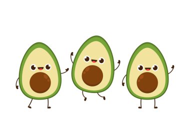 Avokado karakter tasarımı. beyaz arkaplanda avokado.