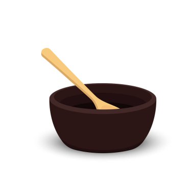 Bowl vektörü. Beyaz arka planda bovling. Kase vektöründe kaşık.