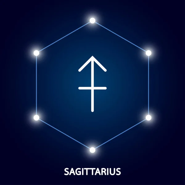 Sagittario Zodiacale Astrologico Simbolo Zodiacale Astronomia Simbolo Occulto Con Segno — Vettoriale Stock