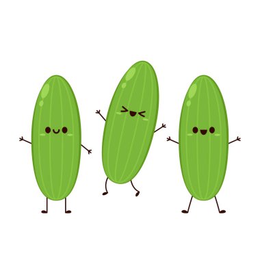 Salatalık karakter tasarımı. Beyaz arkaplanda salatalık.