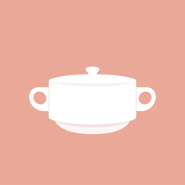 Soup Cup Vector Pink Background White Soup Cup — 스톡 벡터