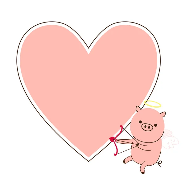 Porco Bonito Fundo Branco Desenho Personagem Porco Feliz Dia Dos — Vetor de Stock