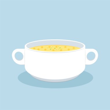 Mısır çorbası vektörü. Kasede mısır çorbası.