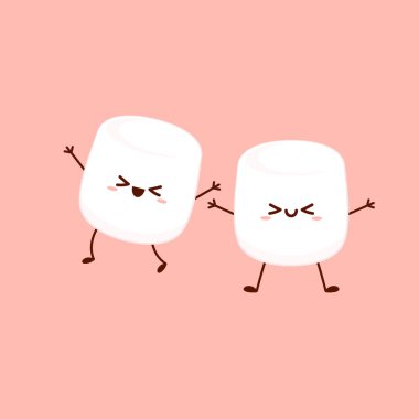 Marshmallow çizgi filmi. Şekerleme karakter tasarımı. Şekerleme vektörü.