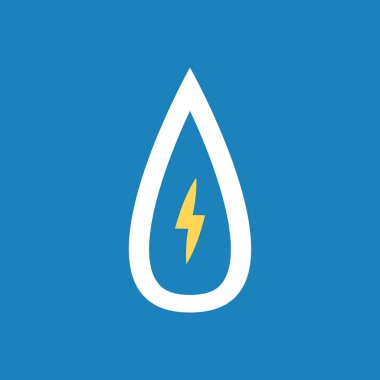 Su sembolünde elektrik simgesi. Su gücü logosu tasarımı.