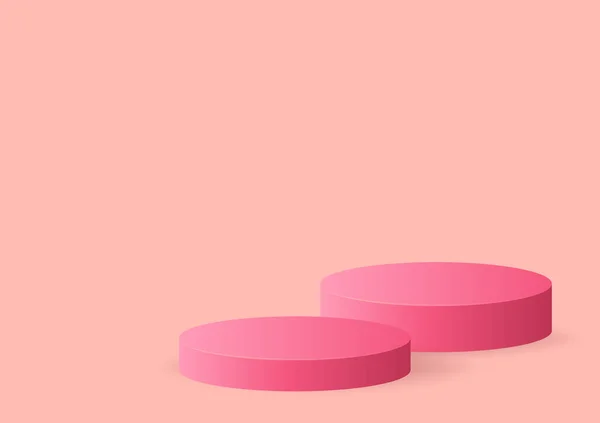 Pink Podium Mockup Roze Achtergrond Lege Koets Sokkel Model Geïsoleerd — Stockvector