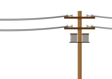 Elektrik direği vektörü. Beyaz arka planda elektrik direği. Metin için boş alan. Boşluğu kopyala.