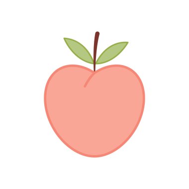 Şeftali vektörü. Şeftali beyaz arka planda. Şeftali kalp vektörü. 