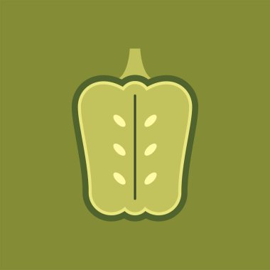 Bell Pepper logo tasarımı. Yeşil Paprika, Bell Pepper Simge vektörü.
