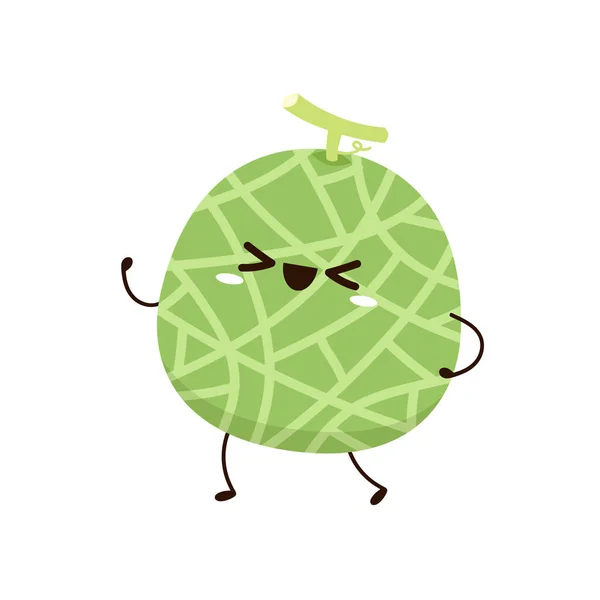 Melon Character Design Melon Sur Fond Blanc Melon Dessin Animé — Image vectorielle