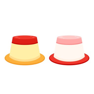 Puding çizgi film vektörü. Sembol. Puding ikonu. Tatlı çizgi filmi.