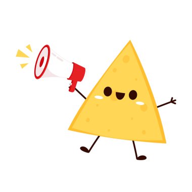 Nacho karakter tasarımı. Beyaz arkaplanda nachos.