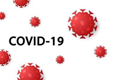 Covid-19 logosu. Koronavirüs salgını vektör arka planının Omicron yeni türü. Typography ve logo ile Omicron varyantı.