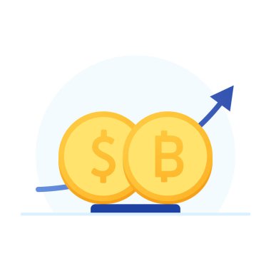 Bitcoin kripto para birimi fiyatı arttı. Bitcoin yükseliyor. Grafik yukarı.