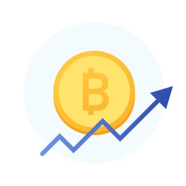 Bitcoin kripto para birimi fiyatı arttı. Bitcoin yükseliyor. Grafik yukarı.