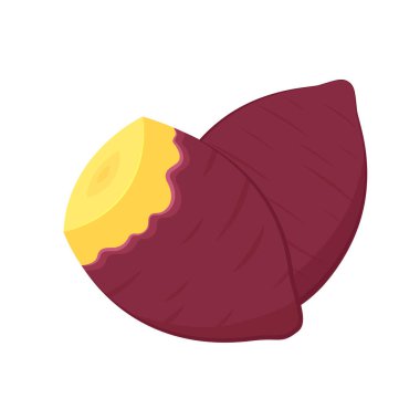 Kızarmış tatlı patates vektörü. Beyaz arka planda kızarmış tatlı patates..