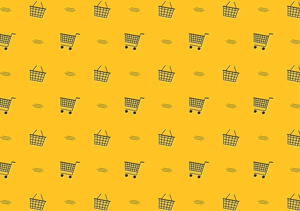 Araba ve sepet sembollü duvar kağıdı. Araba sembolü. Araba işareti vektörü. arkaplan.