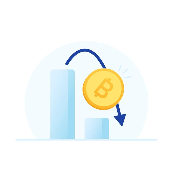Bitcoin Vetor Criptomoeda Bitcoin Colapso Preço Gráfico Bitcoin Caindo Ilustração — Vetor de Stock