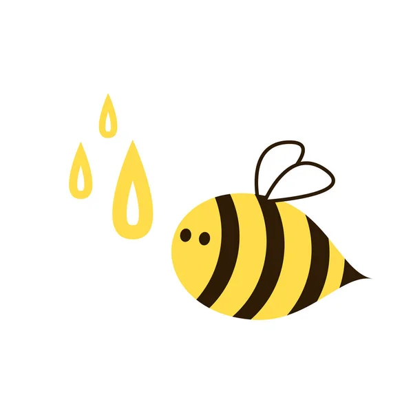Bijen Karakter Ontwerp Bijen Honing Drop Icoon — Stockvector