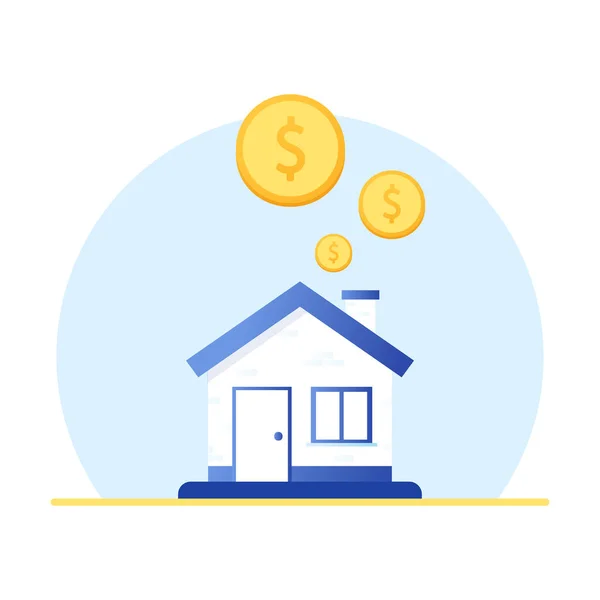 Business Vector Money House Piggy Bank Flat Style — Stock Vector