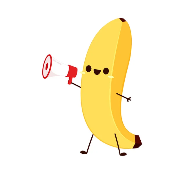 Banana Cartoon Vektor Niedlicher Fruchtvektorzeichensatz Isoliert Auf Weiß — Stockvektor