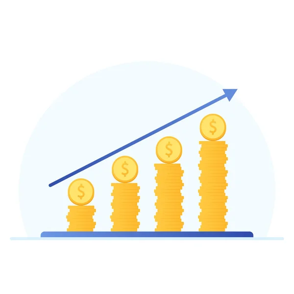 Cryptocurrency Price Gold Coin Going Graph — Stock Vector