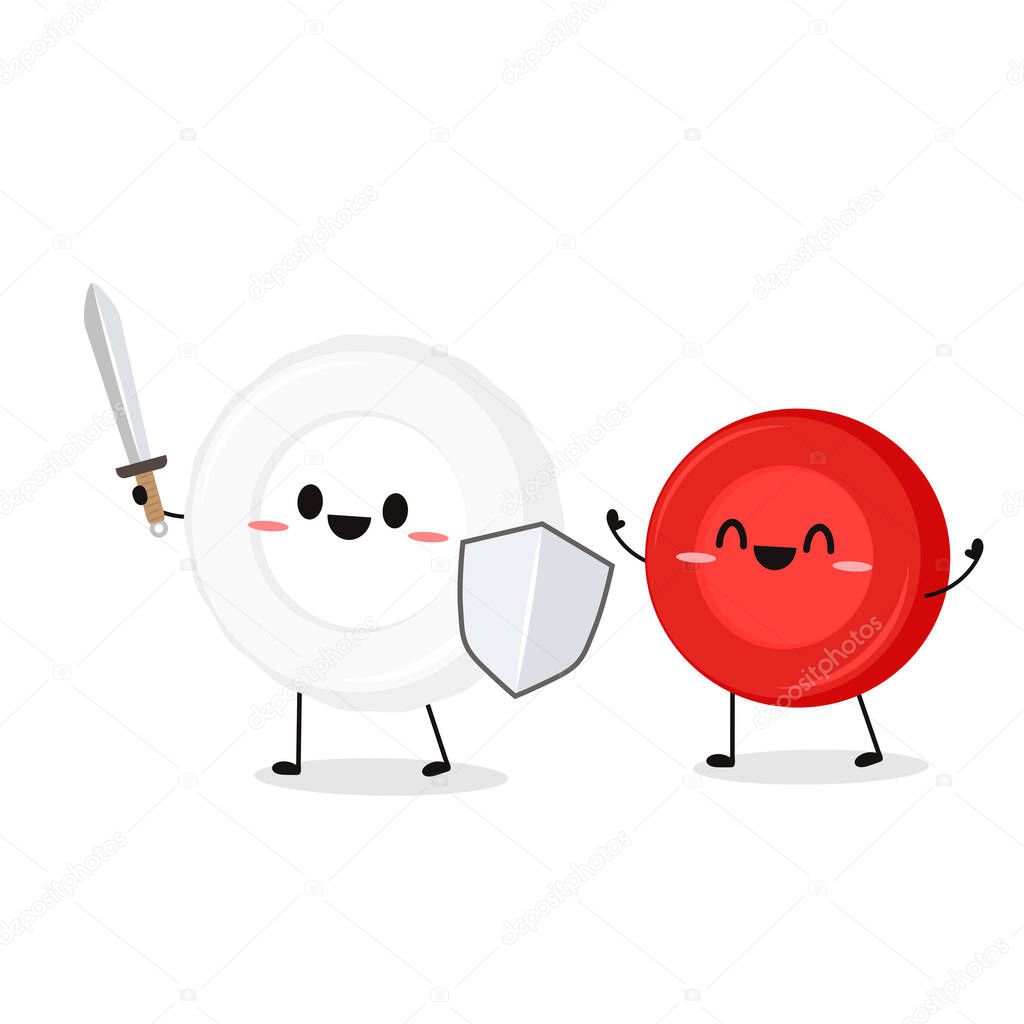 Red and white blood cell character design. Blood cell vector