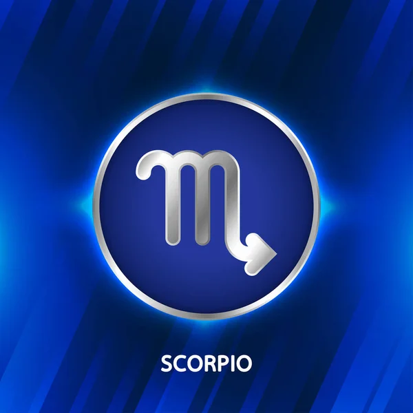 Astrologiska Zodiak Scorpio Symboler Ljus Silver Färg Runt Glödande Samling — Stock vektor