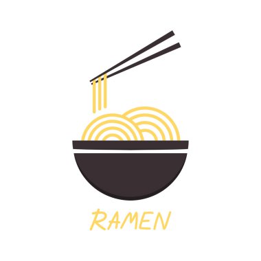 Ramen logo tasarımı. Ramen sembolü. Ramen Japon yemeğidir..