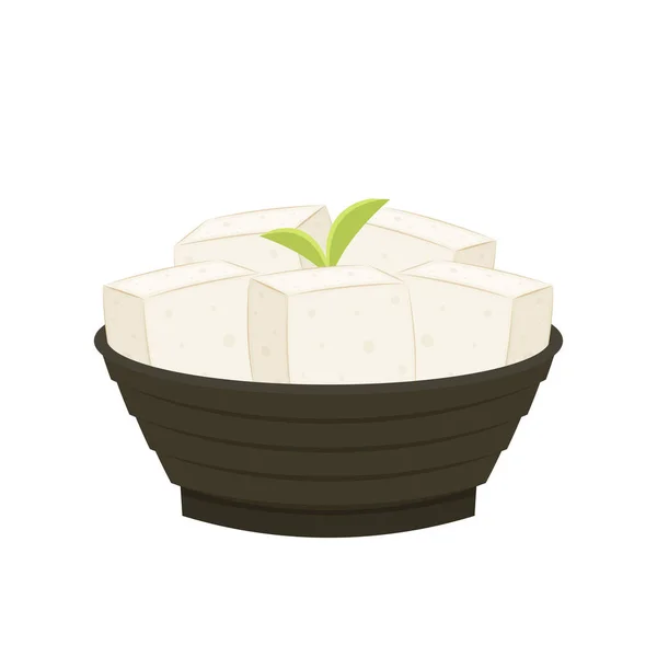 Tofu Tálban Tofu Elszigetelt Fehér Háttérrel Vegetáriánus Táplálkozás Egészséges Ételek — Stock Vector