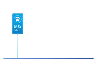 Otobüs durağı sembolü vektörü. Otobüs durağı taşıyıcı düz madde tasarım nesnesi. Beyaz arkaplanda izole illüstrasyon.