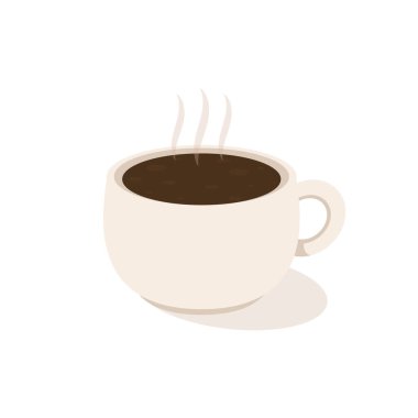 Beyaz arka planda kahve fincanı vektörü. Bir fincan taze kahve. Vektör İllüstrasyonu.