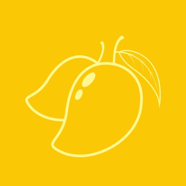 Mango vektörü. Beyaz arka planda mango. Sembol. Logo tasarımı. Tayland tatlısı..