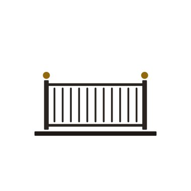 Balkon çizgi film vektörü. Tırabzan vektörü. Çit vekot.