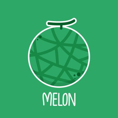 Kavun logosu vektörü. Yeşil arka planda kavun. Yarım kavun.