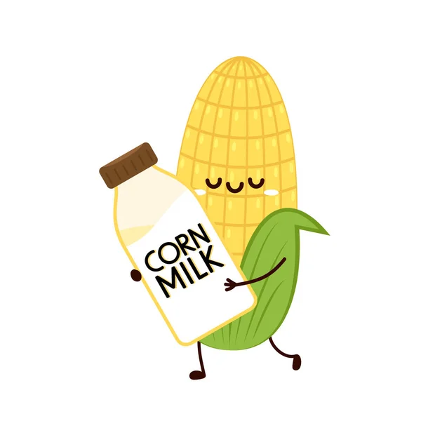 Corn Vector Dibujos Animados Lindo Vector Vegetal Conjunto Caracteres Aislados — Archivo Imágenes Vectoriales