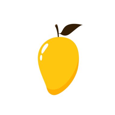 Mango vektörü. Beyaz arka planda mango. Logo tasarımı. Mango çizgi film vektörü.