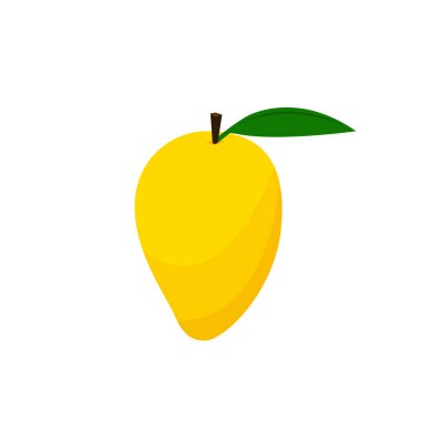 Mango vektörü. Beyaz arka planda mango. Logo tasarımı. Mango çizgi film vektörü.