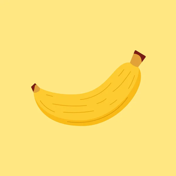 Plátano Vector Dibujos Animados Banana Sobre Fondo Amarillo — Vector de stock