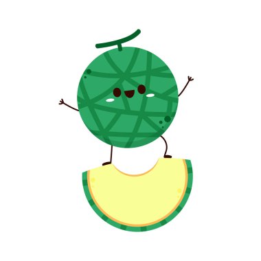 Karpuz karakter tasarımı. Beyaz arka planda kavun. Karpuz karikatürü.